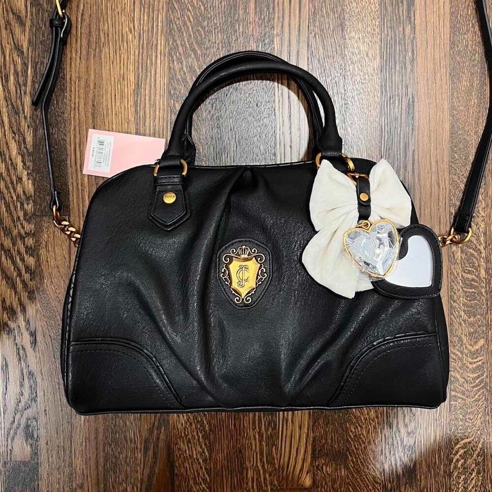 juicy couture romance satchel shoulder bag in black liquorice (NWT)